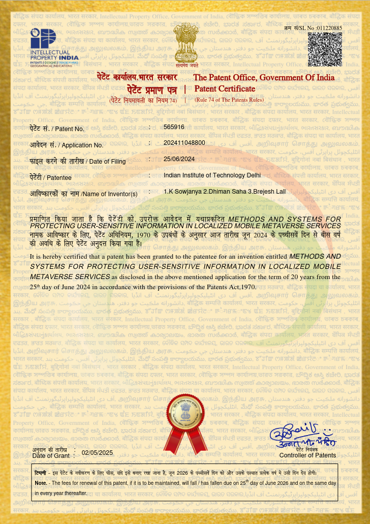 Patent Certificate