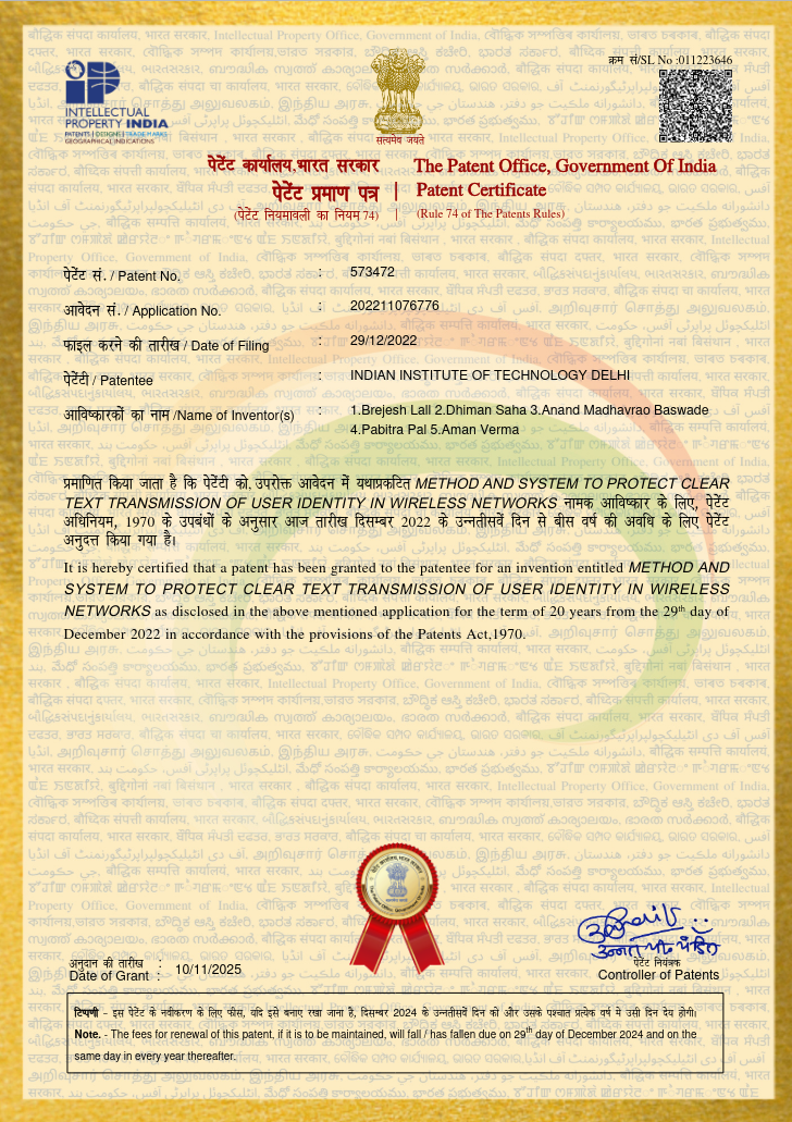 Patent Certificate